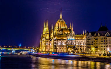 The illuminated building of the Hungarian Parliament, Budapest The illuminated building of the Hungarian Parliament, Budapest